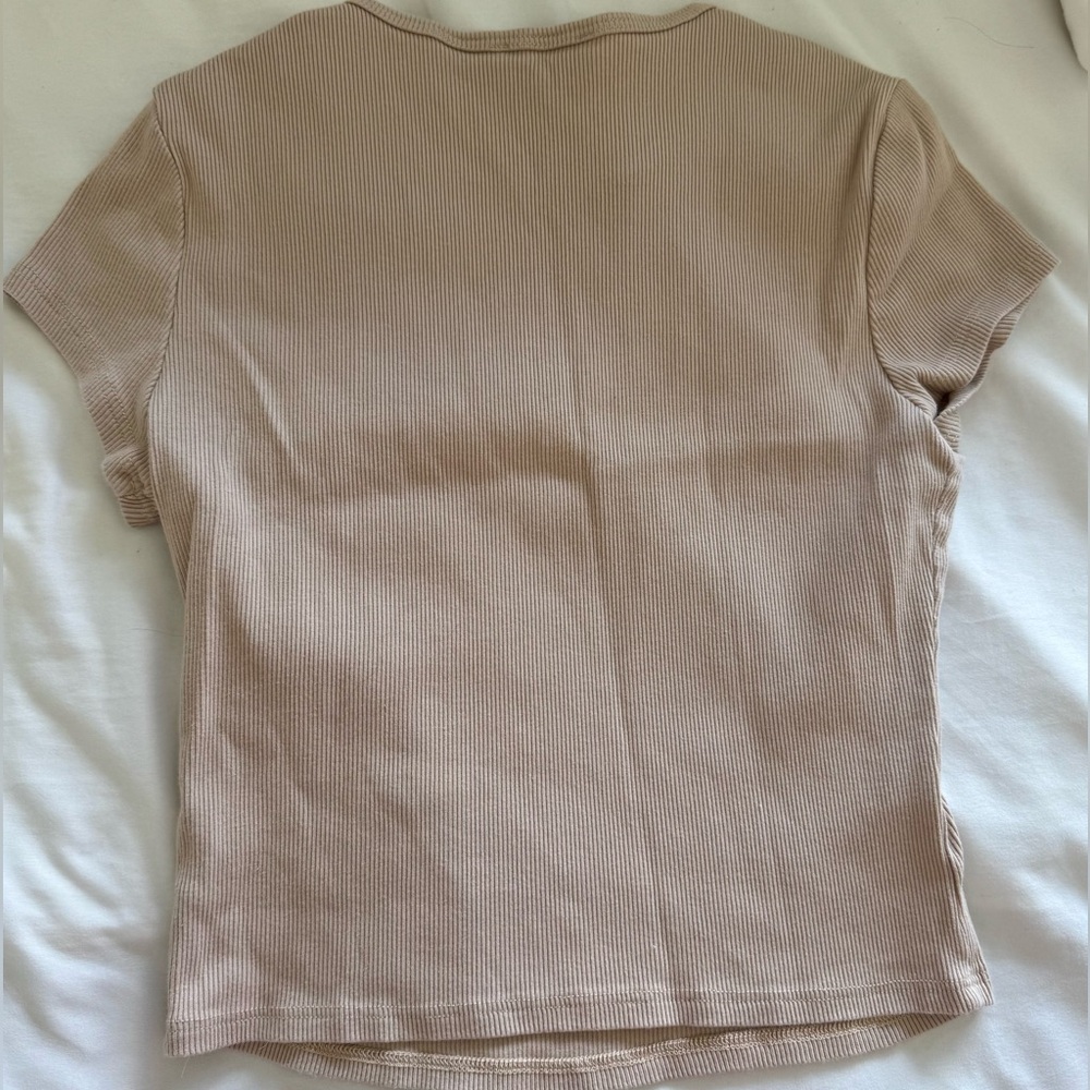 Reformation Tan Ribbed Short Sleeve Top - Picture 2 of 2